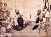 unknow artist Thakur Daulat Singh,His Minister,His Nephew and Others in a Council China oil painting reproduction
